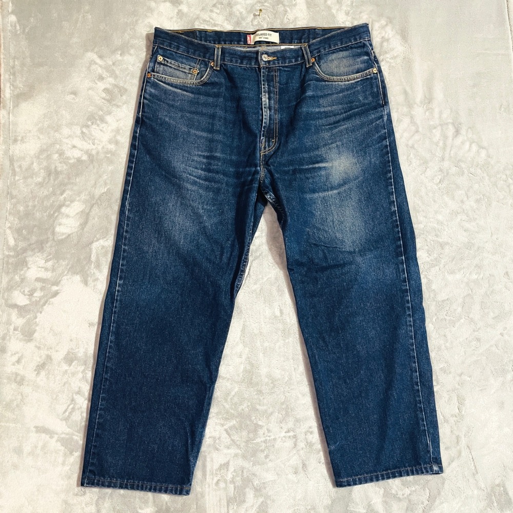 Levi's 550 Relaxed Fit Jeans Mens 40x28 Dark Wash Faded Tapered Leg Denim